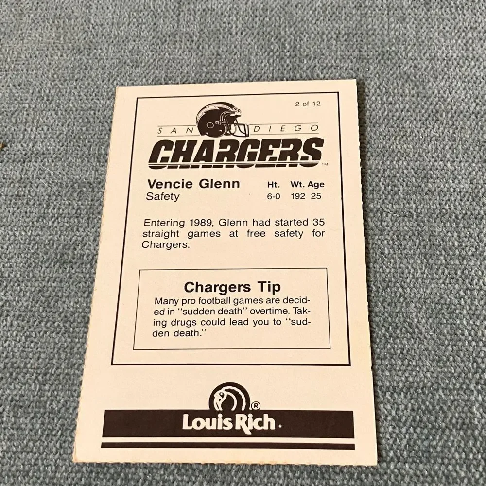 Chargers NFL Football Trading Card Football Card